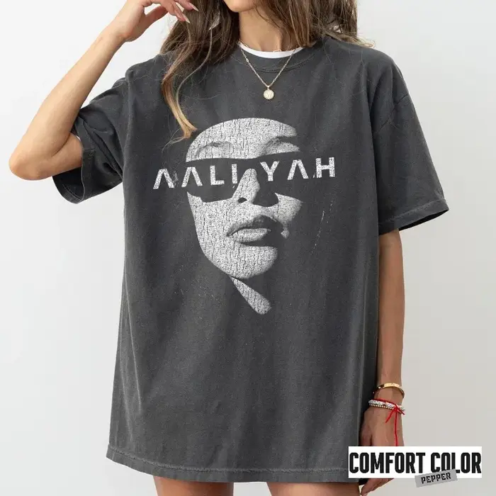 T-shirt Aaliyah R&B Music Icon, t-shirt en coton rétro des années 90, t-shirt d'été en coton pour ho