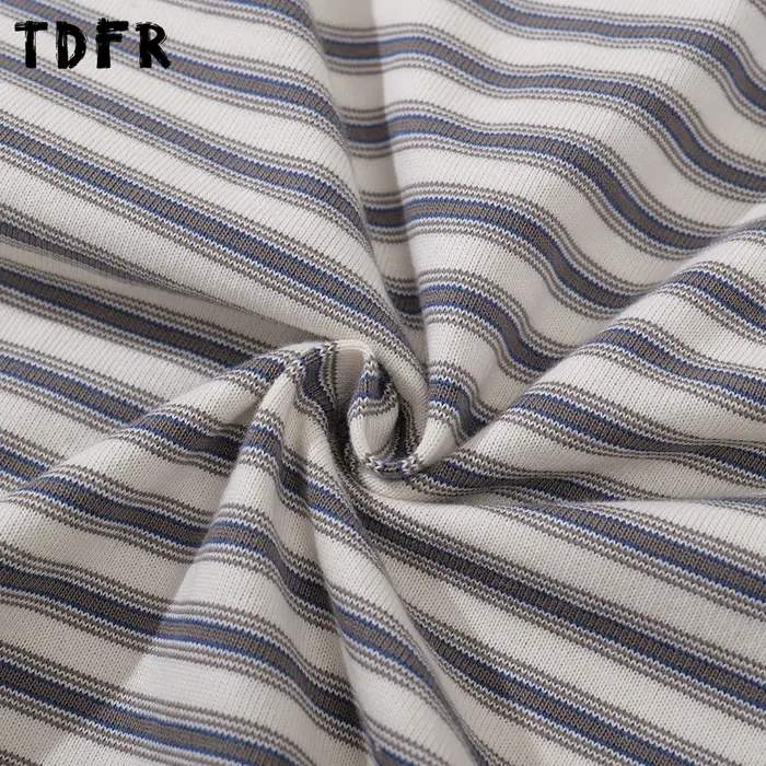 T-shirt à manches longues rayé épissé hommes automne rétro décontracté ample