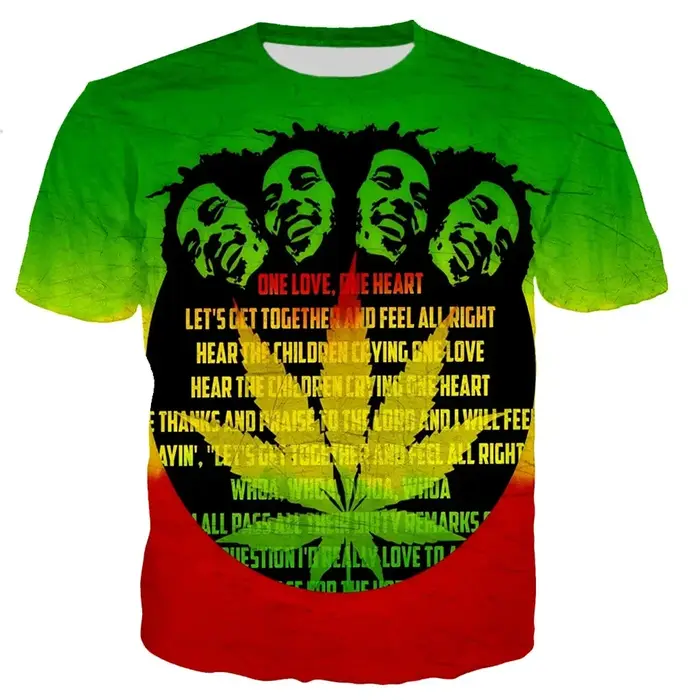 Bob Marley 3D T-shirt imprimé hommes femmes mode décontracté Style Harajuku à manches courtes rappeur chanteur