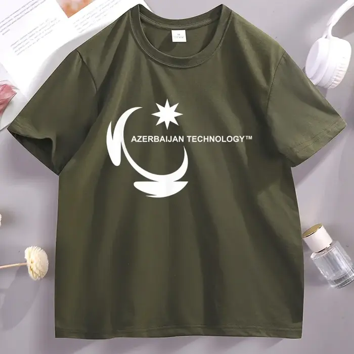 T-shirt Meme Technologie Azerbaïdjan en coton à manches courtes