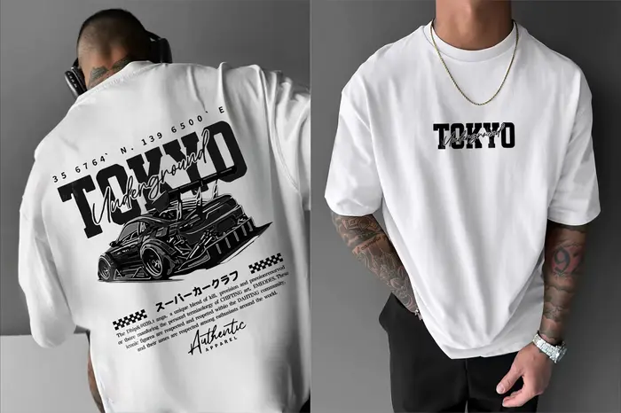 T-shirt à manches courtes pour hommes, imprimé de voitures de course, graphiques anglais, coupe ampl