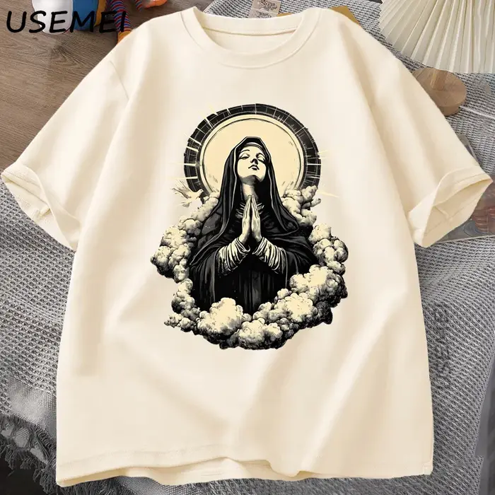 T-shirt chrétien vierge marie graphique