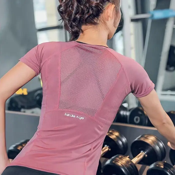 T-shirt de yoga pour femmes, vêtements de sport, haut de fitness, vêtements de course, grande taille