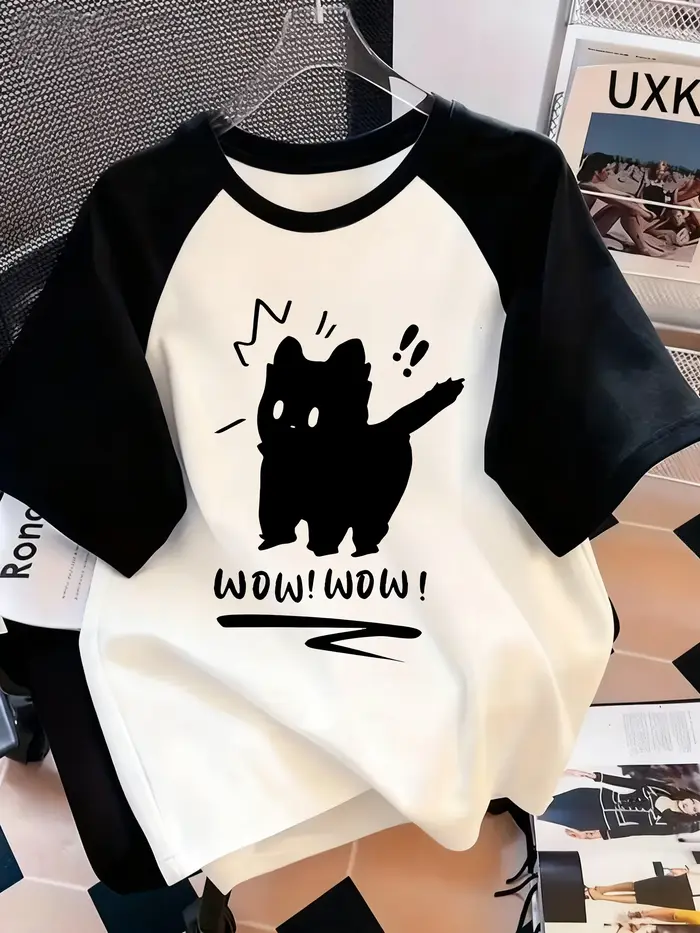 T-Shirt drôle avec lettres de chat imprimées