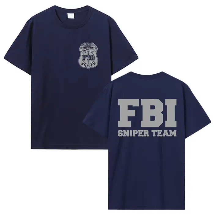 Mode nouveau Fbi Sniper équipe T-Shirt Double face hommes coton col rond