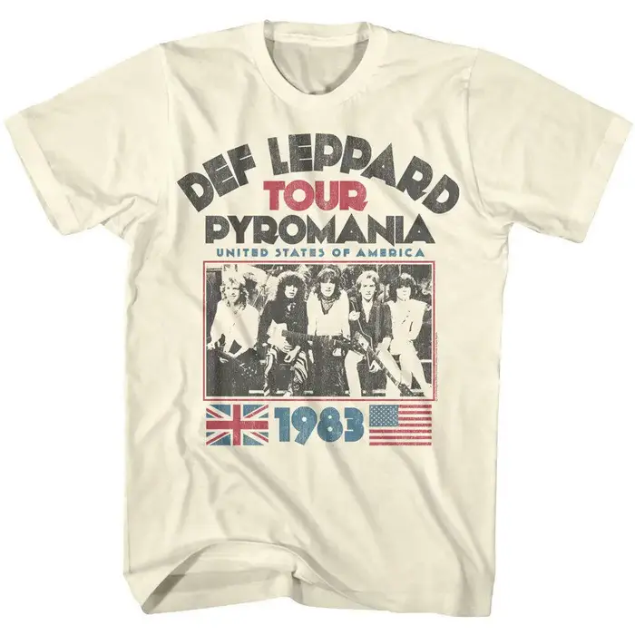 Nouveau t-shirt pour homme des années 1980 Def Leppard avec motif léopard directement vaporisé