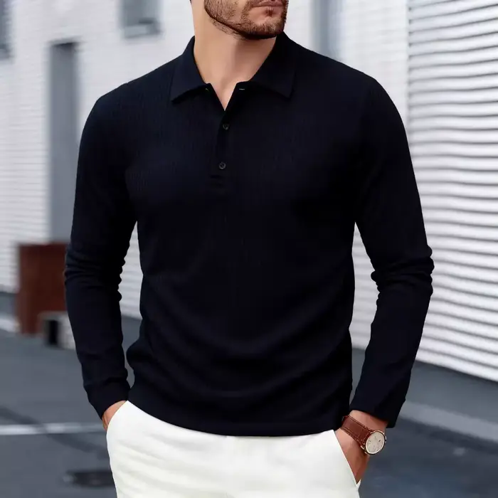 Polo homme printemps-automne à manches longues