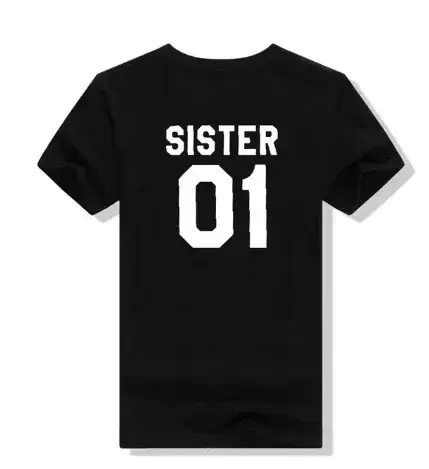 Sister 01 02 lettre imprimer femmes t-shirt à manches courtes col rond lâche amis