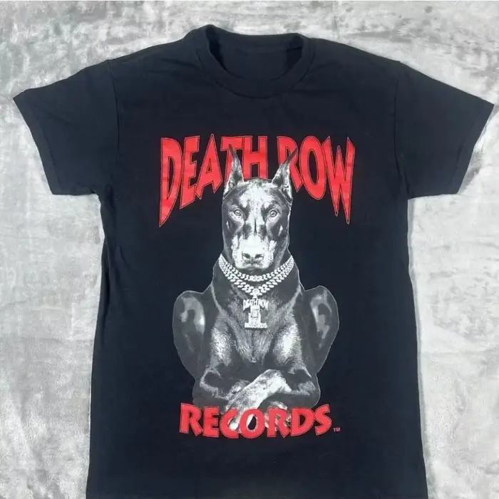 Death Row Records T-shirt graphique pour hommes en coton Hip Hop Streetwear à manches courtes