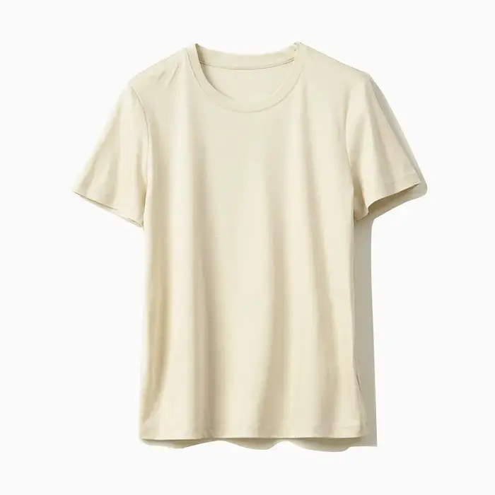 T-shirts d'été en coton mercerisé pour femmes, en soie, col rond, manches courtes, amples et droits,