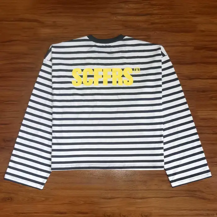 SCFFRS T-shirt rayé unisexe, sweat-shirt surdimensionné, hauts pour hommes et femmes, pull ample à m