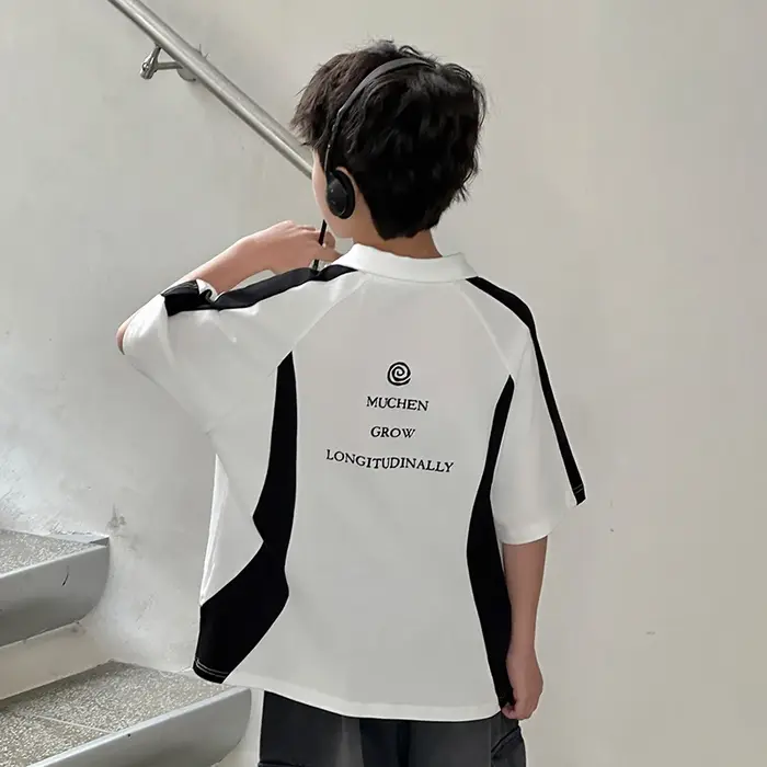 Mode enfants couleur contraste à manches courtes Polo pour garçons décontracté couleur bloc Poloshirt enfants été coton Polo t-shirt