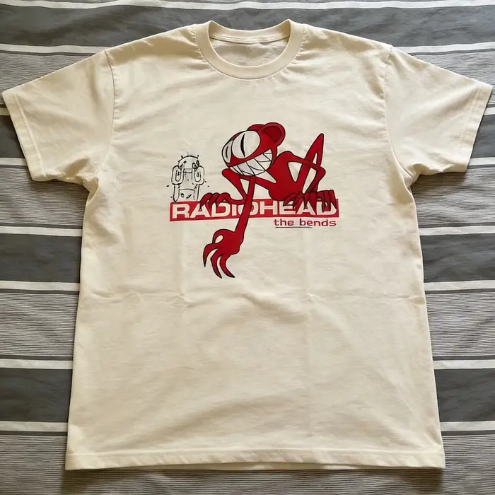 T-shirts pour enfants style parent-enfant, motif groupe Radiohead, album The Bend, reproduction, pou