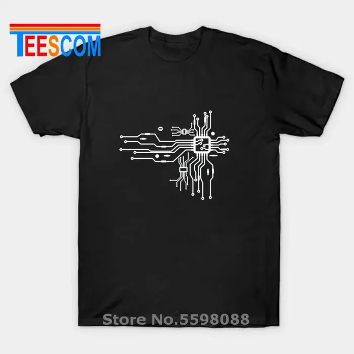 T-Shirt à Manches Courtes en Coton pour Homme, Vêtement avec Processeur CPU, Cœur, Nerd, Hacker, PC,