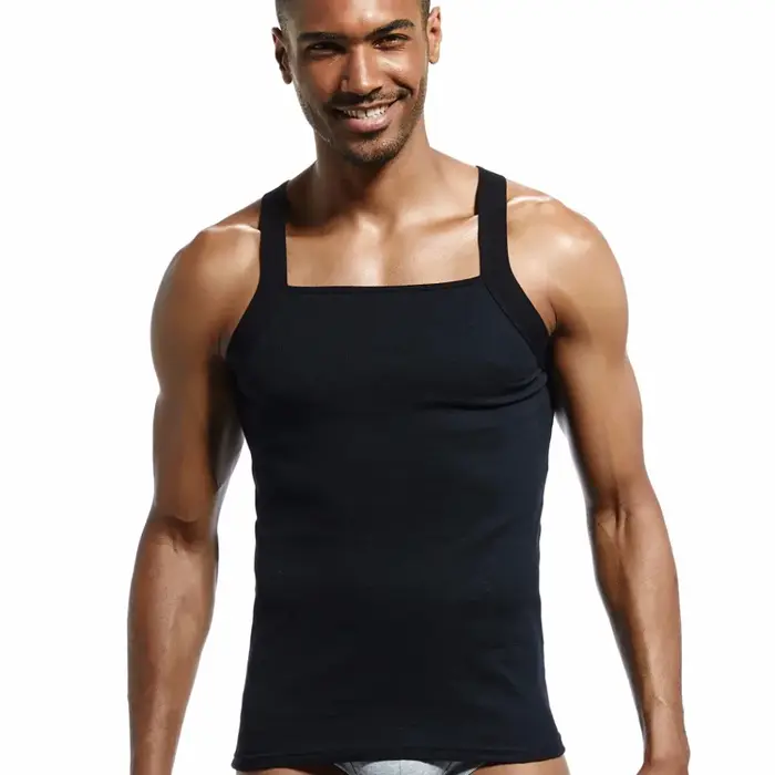 Mode homme gilet coton serré débardeur maison sommeil décontracté solide garçon Sexy taille asiatique