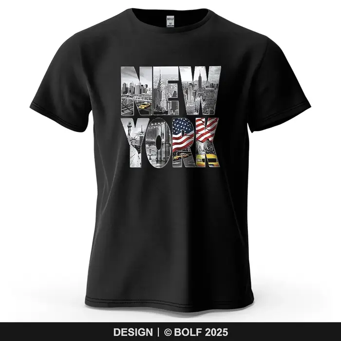 New York City Printed Men's T-Shirt 100% Cotton Oversized