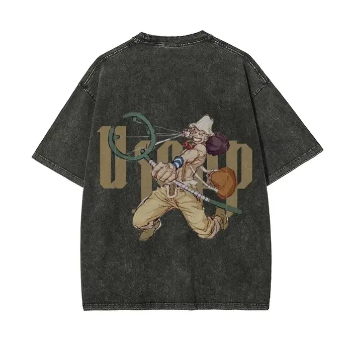 2026 une pièce Usopp Sniper King rétro lavé T-shirt chapeau de paille groupe Marksman vieux ample Anime rue à manches courtes hommes haut