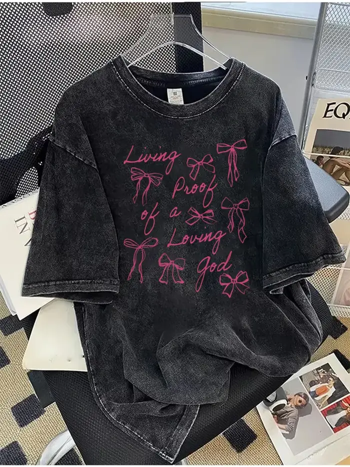T-shirt unisexe décontracté à manches courtes en coton lavé avec motif de fruits