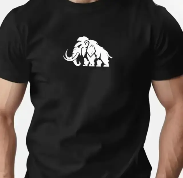 Hommes mammouth graphique T-Shirt préhistorique imprimé Animal décontracté col rond manches courtes 