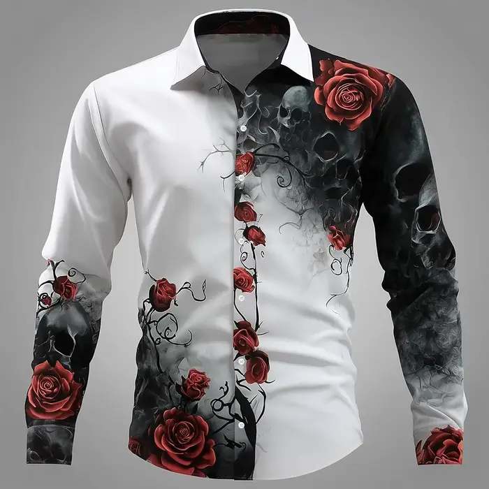 Chemise boutonnée à manches longues pour hommes