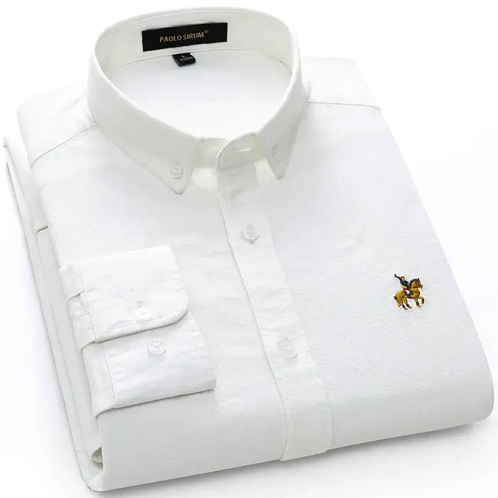 Nouvelle chemise boutonnée en tissu Oxford haut de gamme pour homme, avec un logo unique, manches lo