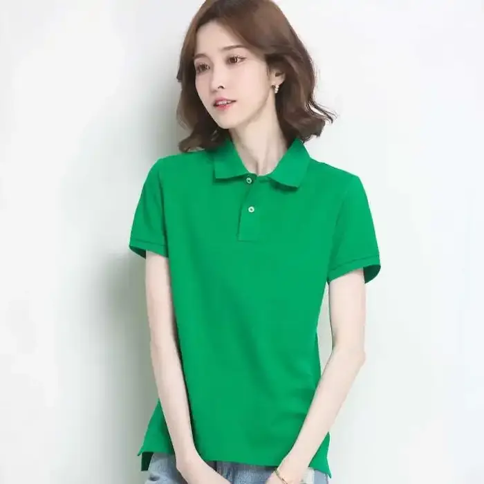 Chemise col polo pour femme uni bouton blanc 100 ℅ Coton
