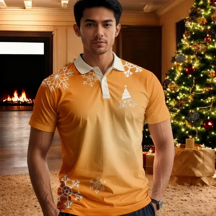 Polo imprimé sur le thème de Noël pour hommes et femmes