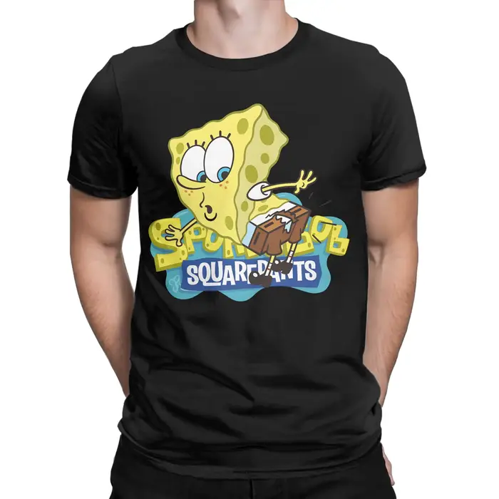 T-shirts Spongebob pour hommes, 100% coton, humoristiques, col rond, manches courtes, vêtements gran
