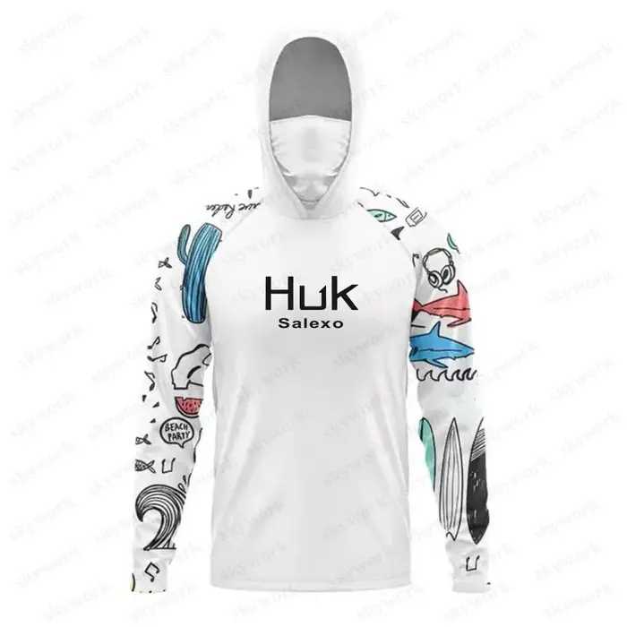 Huk SalexoHUK UPF 50 + manches longues à capuche couverture faciale chemises de pêche séchage rapide