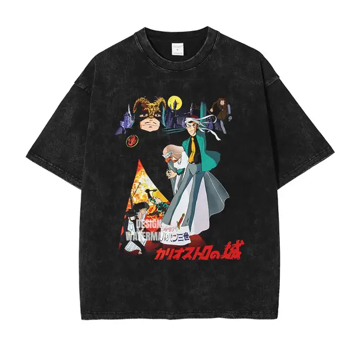 Anime L-Lupin le troisième T-Shirt Vintage lavé l-lupin III 4 t-shirts surdimensionné rétro Fujiko D
