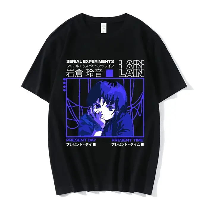 Anime expériences en série Lain T-Shirt hommes femmes graphique t-shirts unisexe Iwakura Manga fille