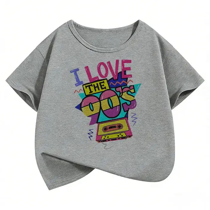 T-shirts vintage amusants « I Love The 90s » à manches courtes Y2K pour enfants, garçons et filles,