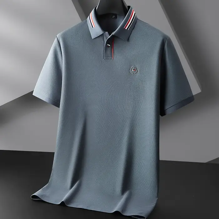 Minglu 100% coton été hommes polos de luxe à manches courtes couleur unie broderie décontracté homme t-shirts grande taille 6XL 7XL