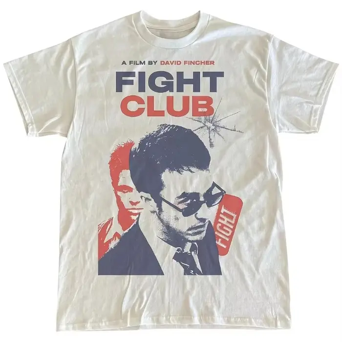T-shirt graphique vintage pour homme 2026, motif film Fight Club, design David Fincher avec texte ro