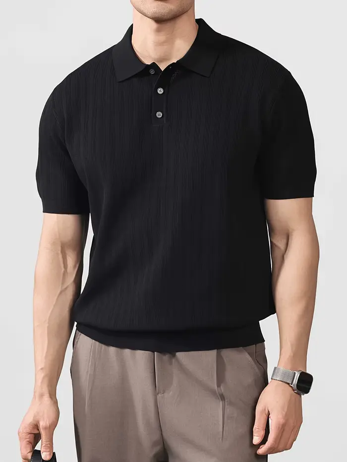 Polo en maille de soie rafraîchissante pour homme