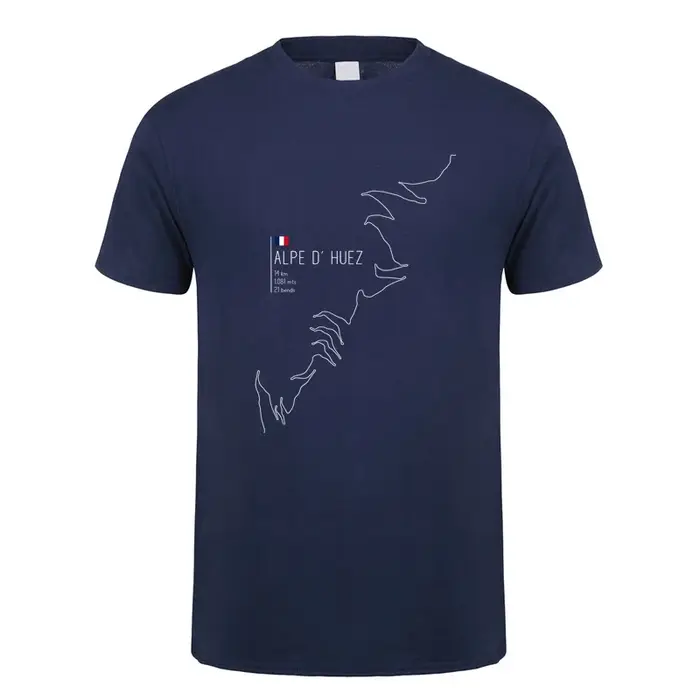 Alpe d Huez en France cyclisme t-shirt été hommes à manches courtes coton