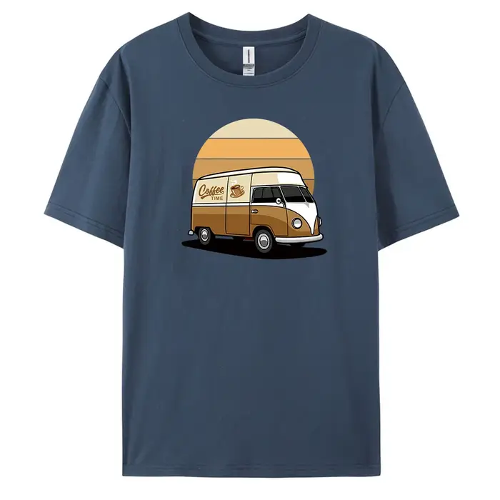 T-shirt décontracté à manches courtes pour hommes avec imprimé de voiture