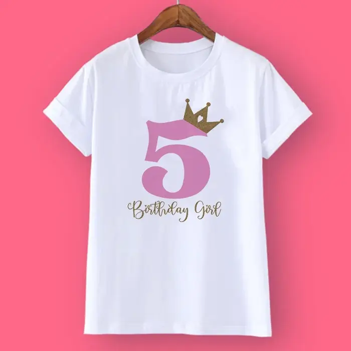 T-Shirt Personnalisé avec Couronne et Nom pour Fille de 1 à 10 Ans, Vêtements de ix, Cadeaux à la Mode