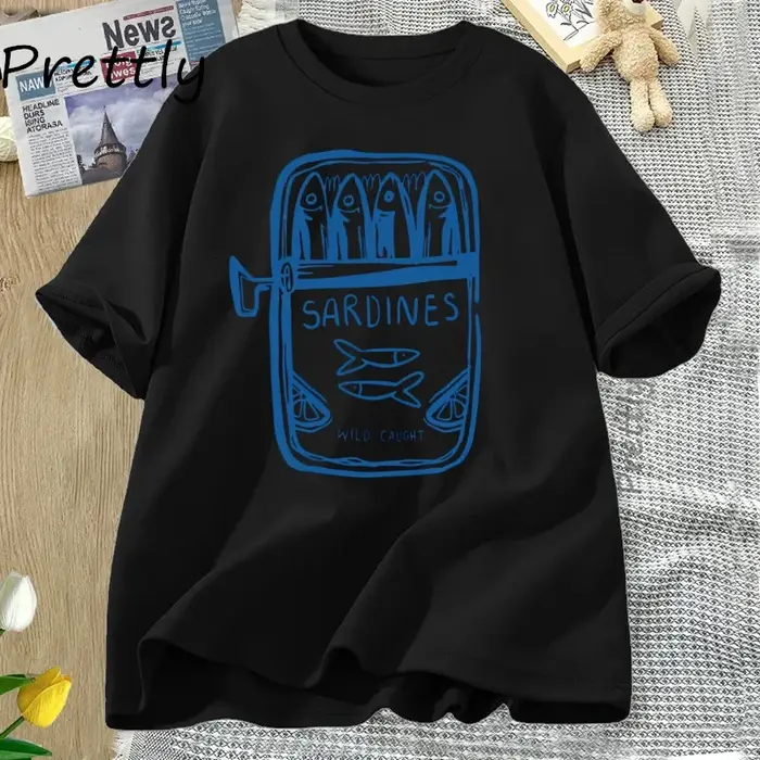 Sardine T-shirt pêcheur plage à manches courtes coton T-shirt décontracté col rond T-shirt été décon