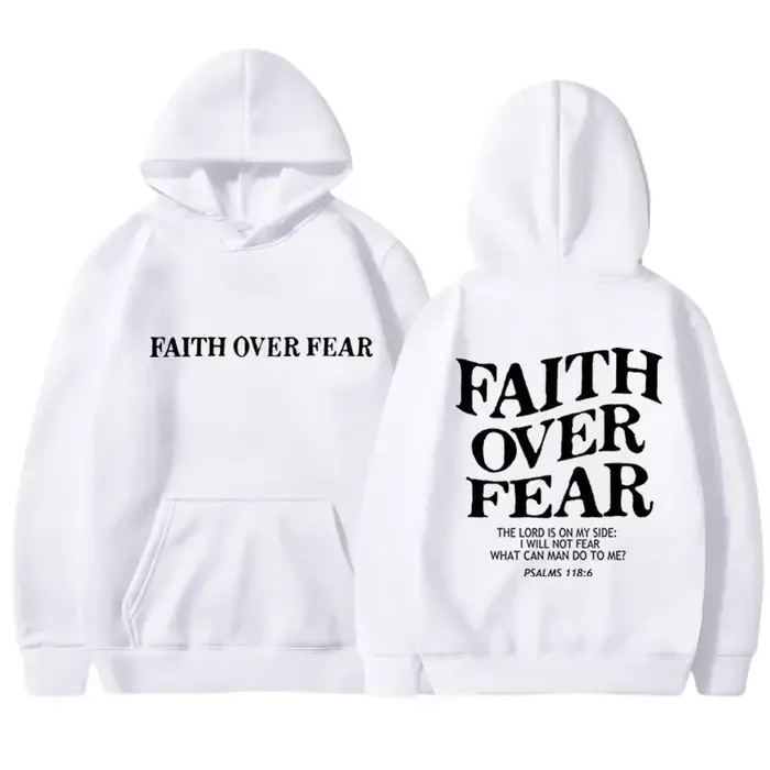FAITH OVER FEAR sweat à capuche imprimé pour hommes femmes décontracté à manches longues sweats à ca