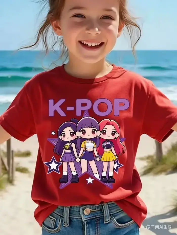 T-shirt à manches courtes pour enfants, style Harajuku, avec dessin animé Kpop, mignon, pour filles, cadeau pour les fans, vêtements décontractés et confortables pour enfants