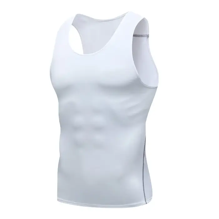 Nouveau T-shirt extensible ajusté sans manches pour hommes