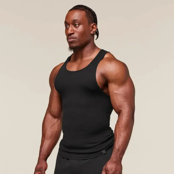 Débardeur de musculation classique pour homme en tissu côtelé doux