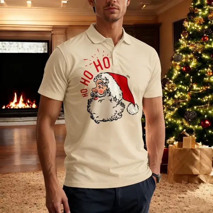 Polo imprimé sur le thème de Noël pour hommes et femmes