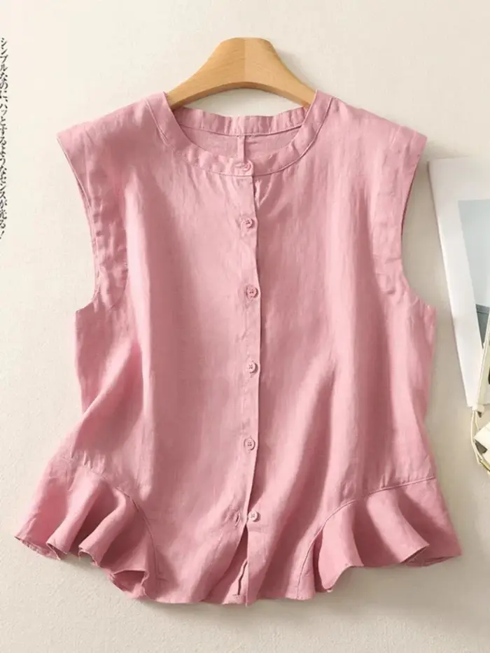 Chemise sans manches en lin pour femmes
