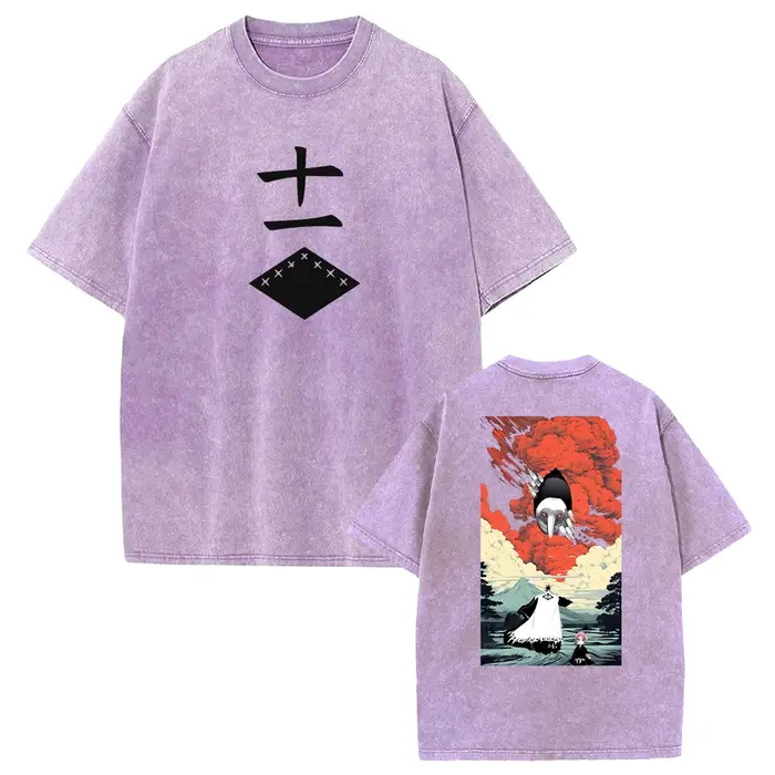Zaraki Kenpachi eau de javel Anime vêtements hommes femmes surdimensionné T-shirts à manches courtes lavé t-shirt rétro