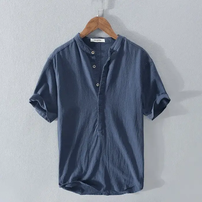 Chemise en coton et lin pour homme