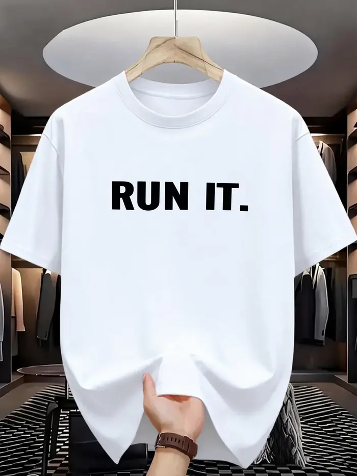 RUN IT – T-shirt à manches courtes et col rond pour hommes, décontracté, à la mode, avec lettres imp