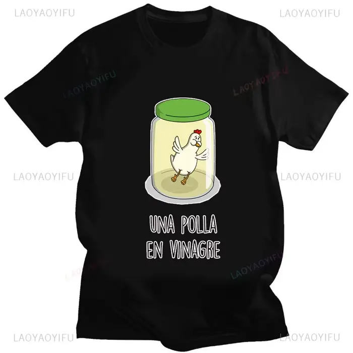 ME SUDA LA POLLA mignon poulet dessin animé imprimé t-shirt hommes femmes décontracté coton unisexe