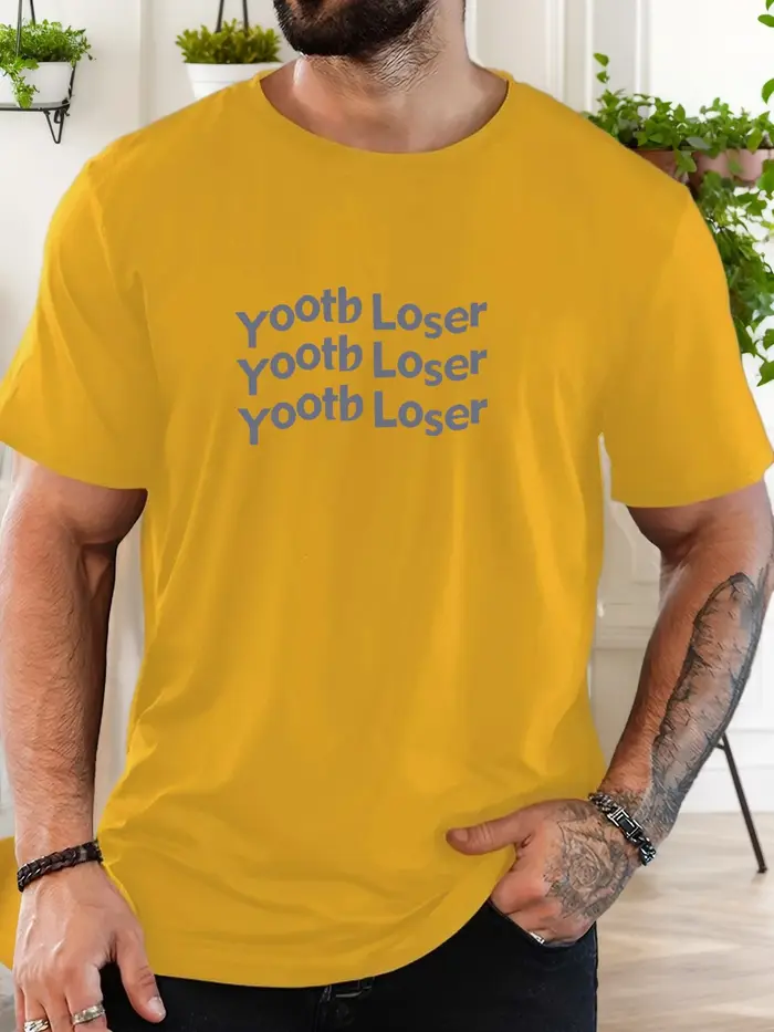 T-shirt imprimé 100 % coton pour hommes motif perdant yootb été décontracté surdimensionné col rond à manches courtes